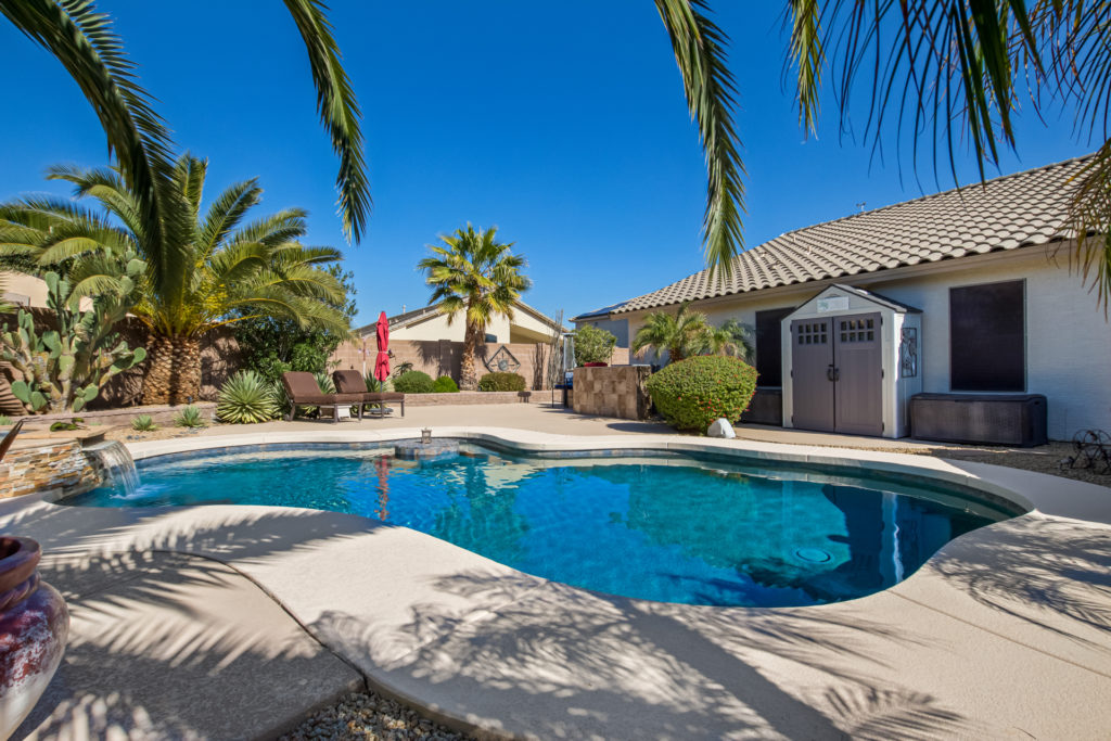 Yard and pool at a home in Goodyear Arizona