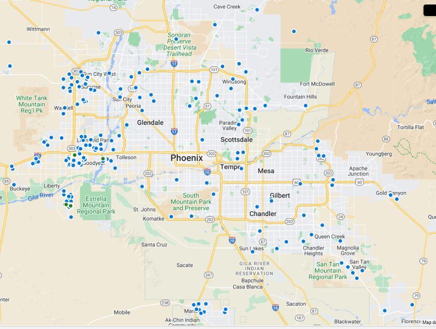 Map of Laurie Lavine's Sales Territory in the Greater Phoenix Real Estate Area